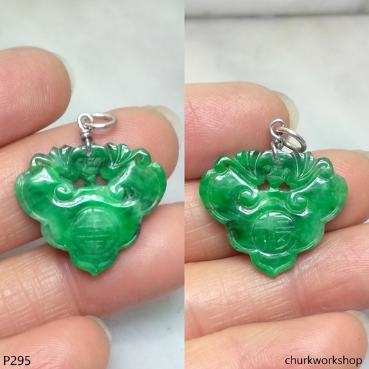 Green jade Bat & Ruyi pendant