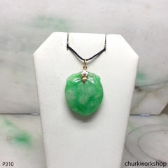 Green jade peach pendant