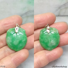 Green jade peach pendant
