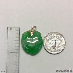Green jade peach pendant