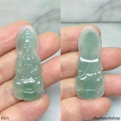 Bluish green jade lady Buddha