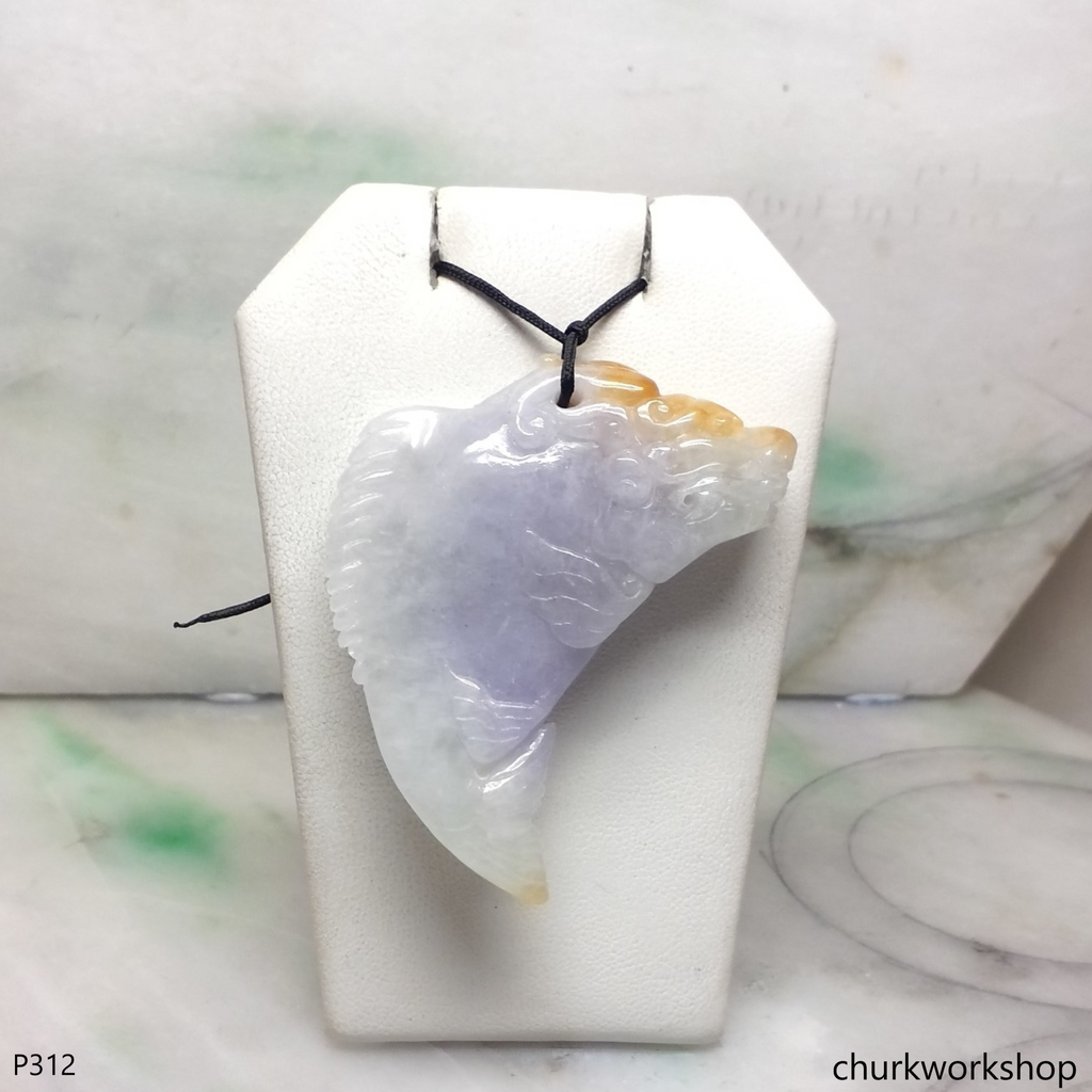 Lavender jade Dragon fish pendant