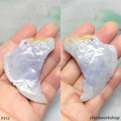 Lavender jade Dragon fish pendant