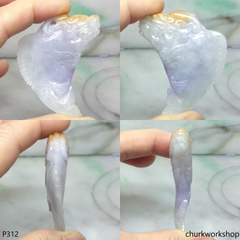 Lavender jade Dragon fish pendant