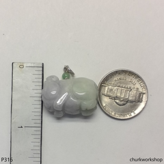 Lavender jade pig pendant with silver bail
