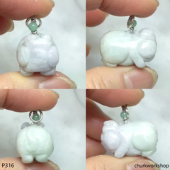 Lavender jade pig pendant with silver bail