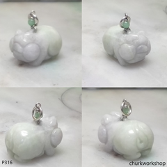 Lavender jade pig pendant with silver bail