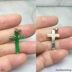 Reserved 14k jade cross pendant