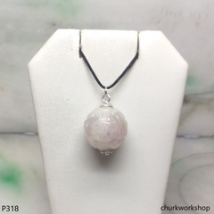 Lavender carved jade bead pendant