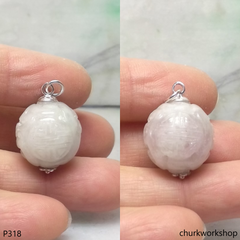 Lavender carved jade bead pendant