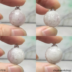Lavender carved jade bead pendant