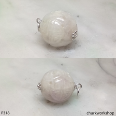Lavender carved jade bead pendant