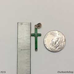 14k small jade cross pendant