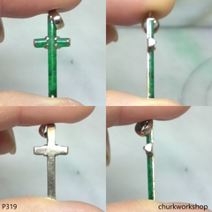 14k small jade cross pendant