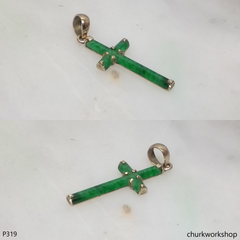 14k small jade cross pendant
