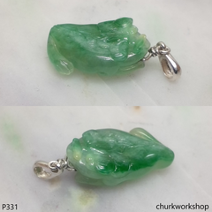 Jade lucky frog pendant