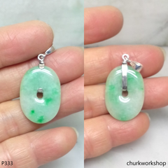 White base with apple green jade pendant