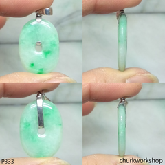 White base with apple green jade pendant