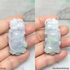 Pale lavender carved jade pendant.