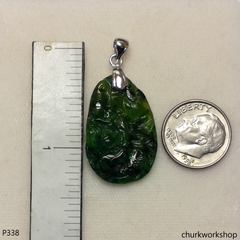 Dark green jade dragon pendant