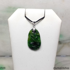 Dark green jade dragon pendant