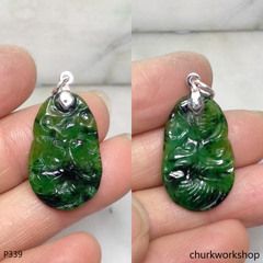 Dark green jade dragon pendant