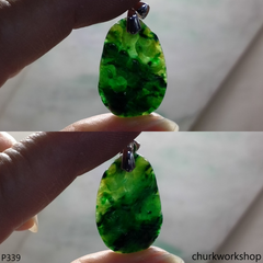 Dark green jade dragon pendant