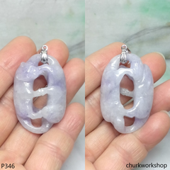 Lavender jade cat pendant