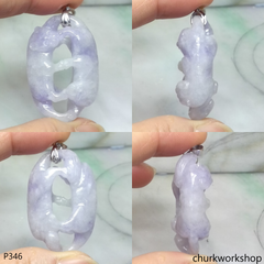 Lavender jade cat pendant
