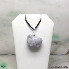 Lavender jade pig pendant with silver bail