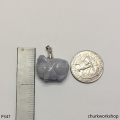 Lavender jade pig pendant with silver bail