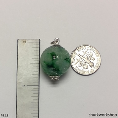 Light green carved jade bead pendant