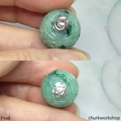 Light green carved jade bead pendant