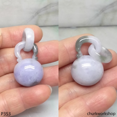 Lavender jade bead pendant with bail connected