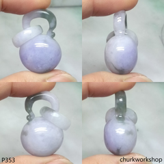 Lavender jade bead pendant with bail connected