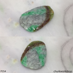 Multiple color jade carved pendant