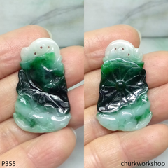 Dark green with splotches white jade pendant