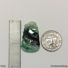 Dark green with splotches white jade pendant