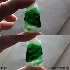 Dark green with splotches white jade pendant