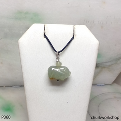 Jade pig pendant with silver bail