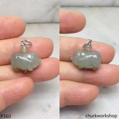 Jade pig pendant with silver bail
