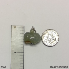 Jade pig pendant with silver bail