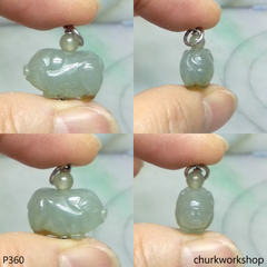 Jade pig pendant with silver bail