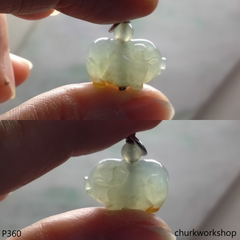 Jade pig pendant with silver bail