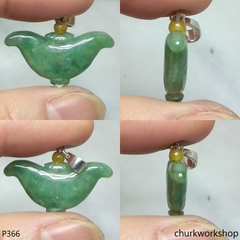 Green jade water chestnut (菱角) pendant