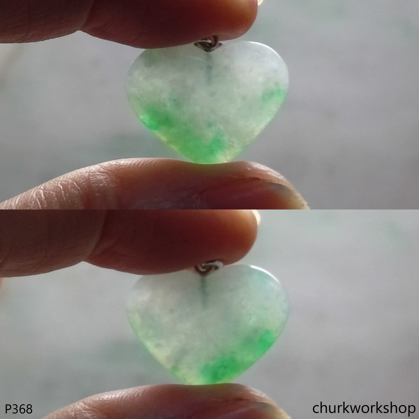 Small green jade heart pendant
