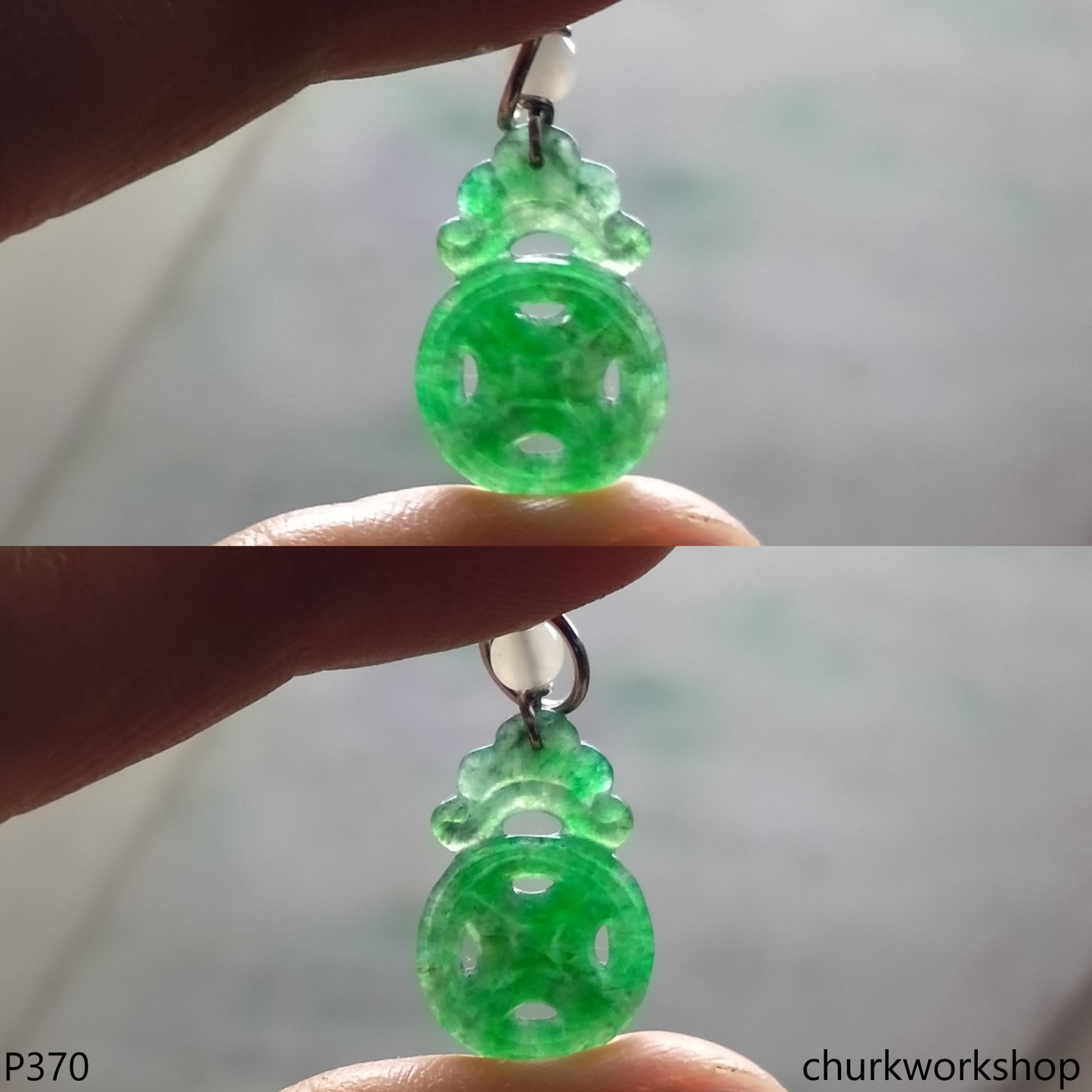 Green small coin pendant