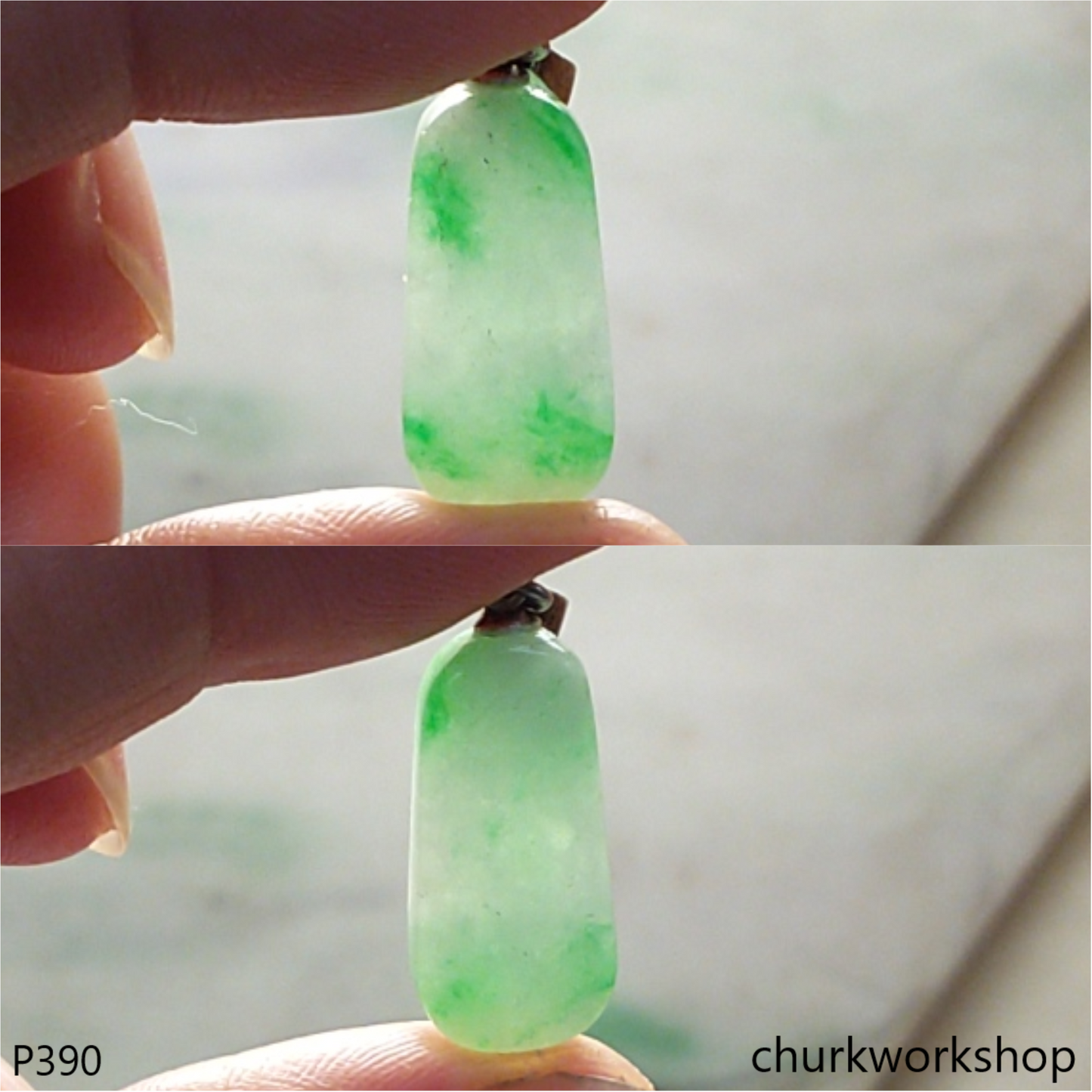 Small jade charm sterling silver