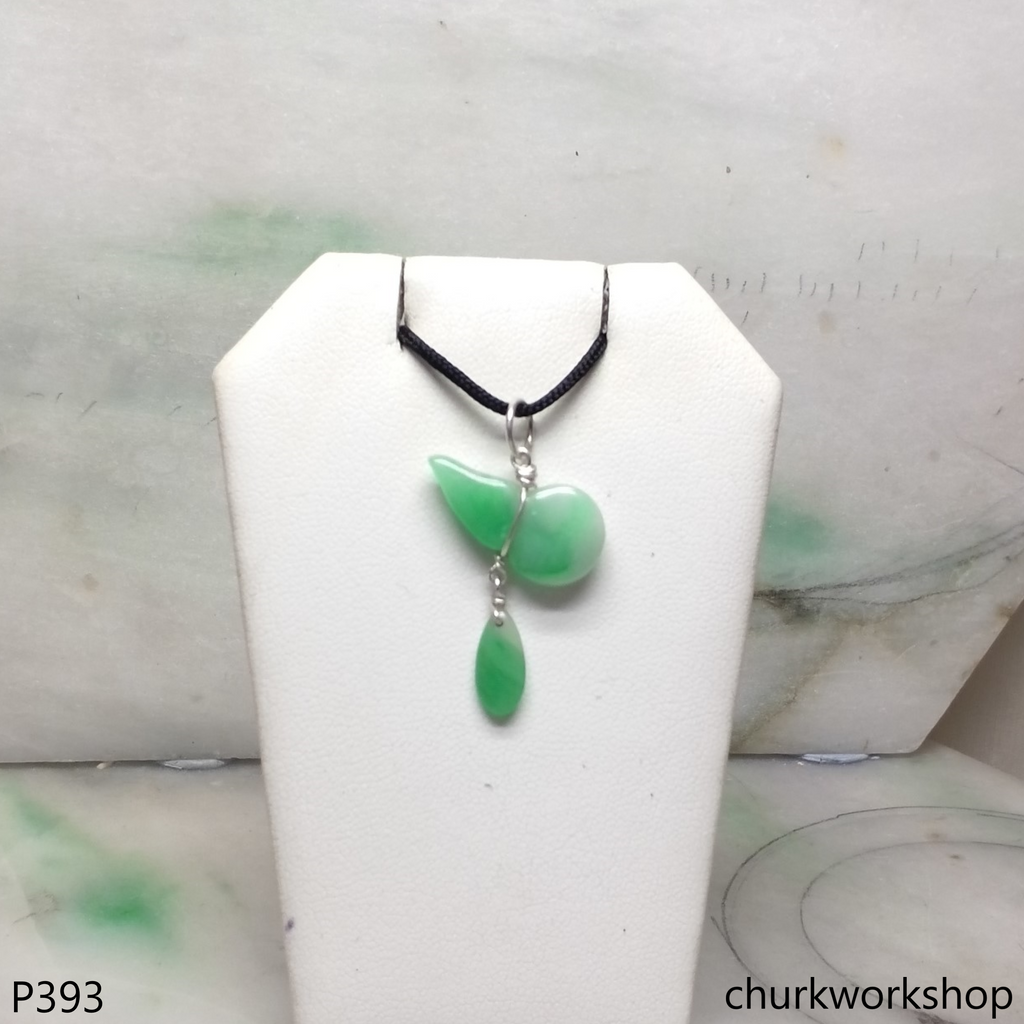 Small jade gourd sterling silver charm