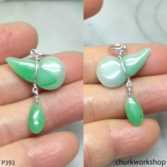 Small jade gourd sterling silver charm